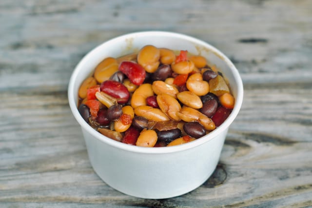 Individual Molasses Baked Beans.